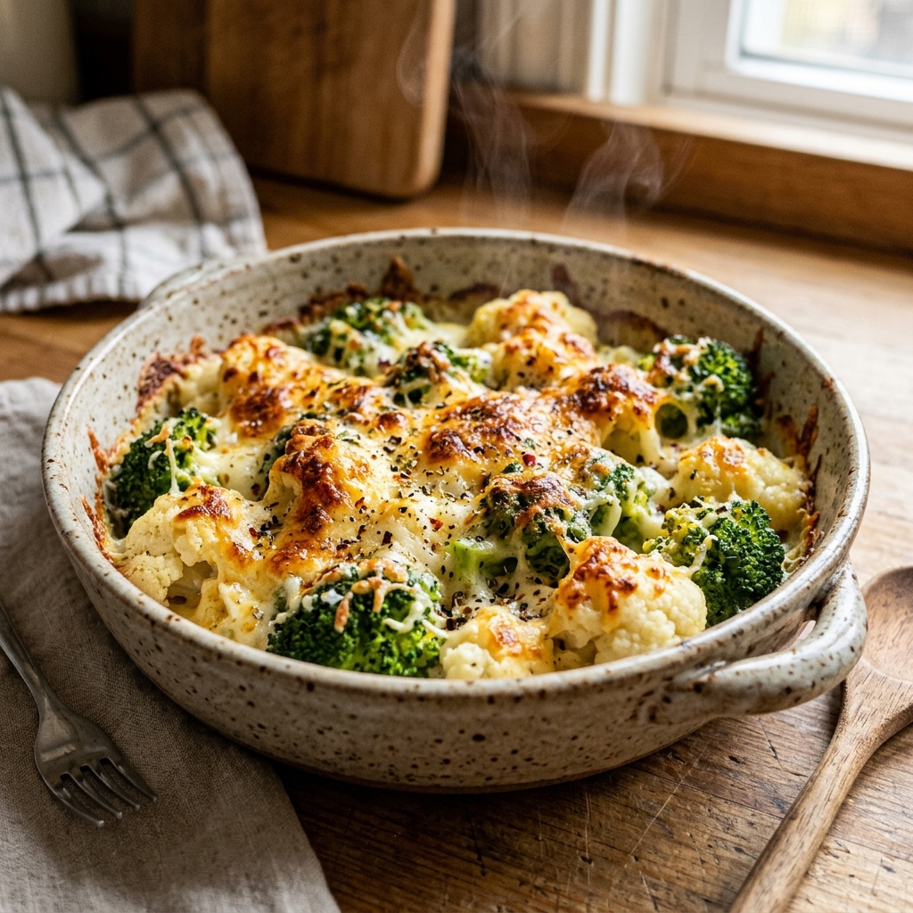 Couve-flor e Brócolis Gratinados na Airfryer